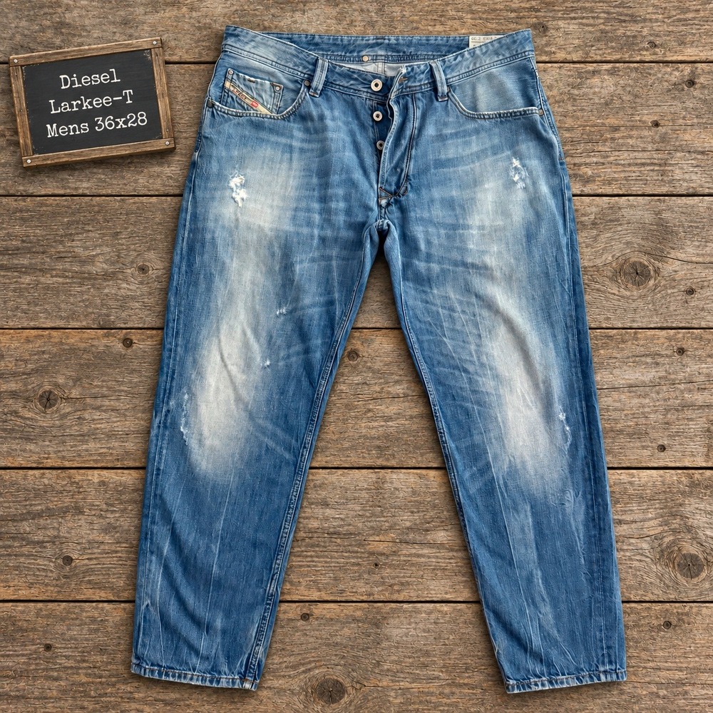 Diesel Larkee-T Mens 36x28 Regular Tapered Distressed Blue Jeans Wash 008V1
